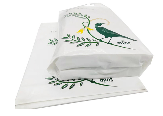 Reusable and Recyclable Heavy Duty White Poly LDPE Reinforced Die Cut Handle Retail Boutique Shopping Bags