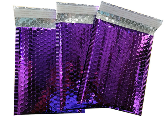 Poly Glossy Purple Metallic Bubble Mailers With Self Sealing