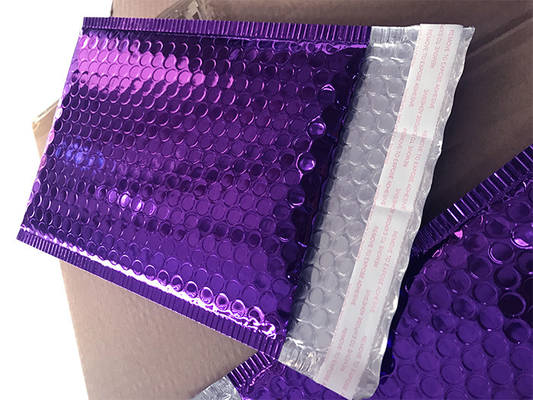Poly Glossy Purple Metallic Bubble Mailers With Self Sealing