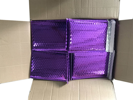 Poly Glossy Purple Metallic Bubble Mailers With Self Sealing
