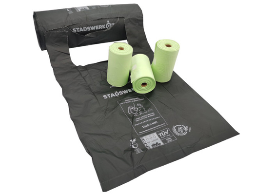Corn Starch ISO9001 Biodegradable and Compostable Bags Dog Poop Bags With Handles