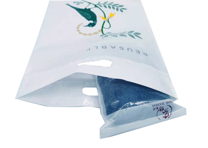 Reusable and Recyclable Heavy Duty White Poly LDPE Reinforced Die Cut Handle Retail Boutique Shopping Bags