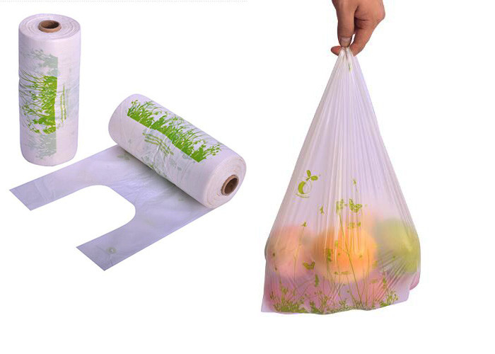 T-shirt Compostable Sacks Biodegradable Singlet Shopping Bags on Rolls Environmentally Friendly Vest Carrier Bags